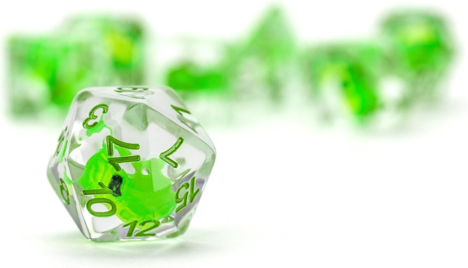 FanRoll by Metallic Dice Games Dragon StormTM Inclusion Resin Dice Set: Green Dragon