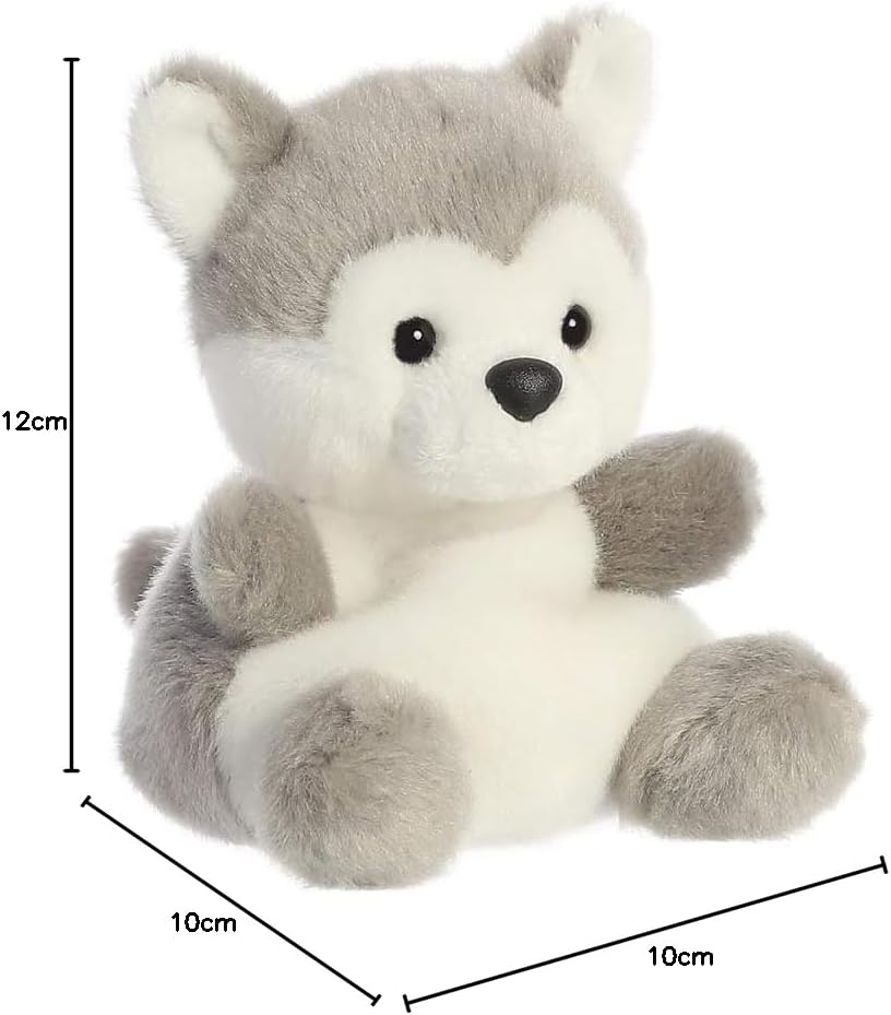 Aurora Palm Pets, Busky el Husky Perro Suave Juguete, 33474, 5 Pulgadas, Gris y Blanco