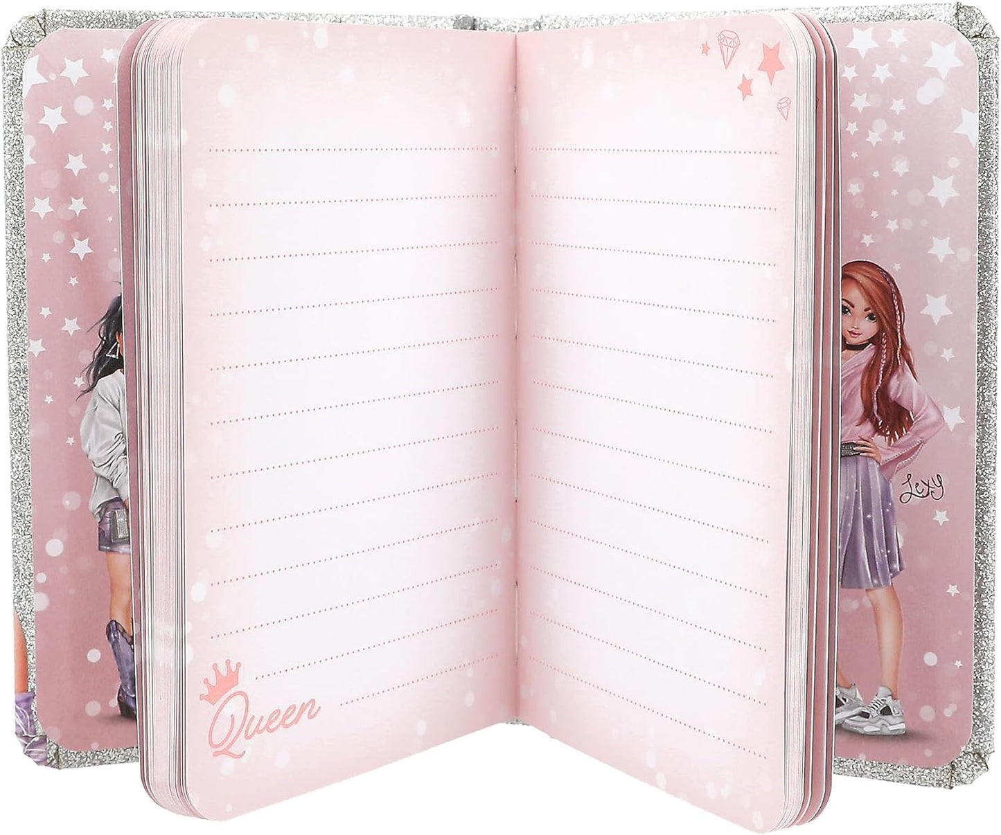 Depesche 12645 TOPModel Glitter Queen - notitieboek en potlood geschenkset, gelinieerde pagina's en glitterende kaft