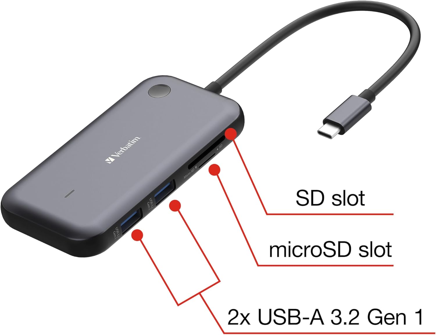 Verbatim Share My Screen USB-C Wireless Display Adapter 1080P with Hub WDA-01