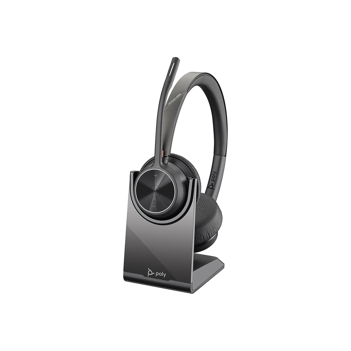 Poly - Voyager 4320 UC Wireless Headset + Charge Stand (Plantronics) - Headphones with Boom Mic - Connect to PC/Mac via USB-C Bluetooth Adapter, Cell Phone via Bluetooth - Works with Teams, Zoom &More