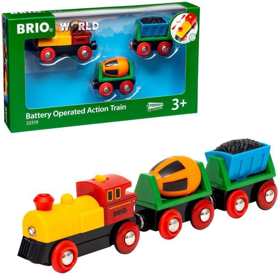 BRIO World Battery Operated Action Train for Kids Age 3 Years Up - Wooden Railway Set Add On Accessories
