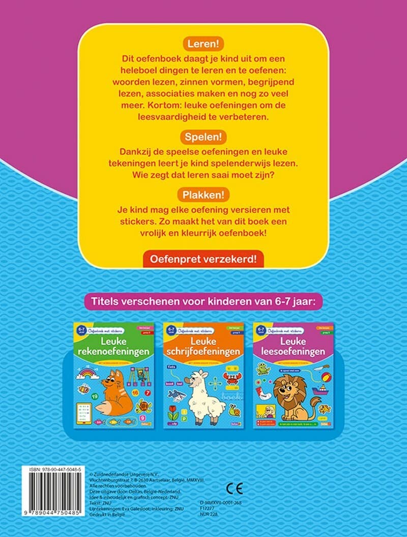 Oefenboek met stickers - Leuke leesoefeningen (6-7 j.): 6-7 jaar - 1ste leerjaar - groep 3 (Oefenboek met stickers, 0