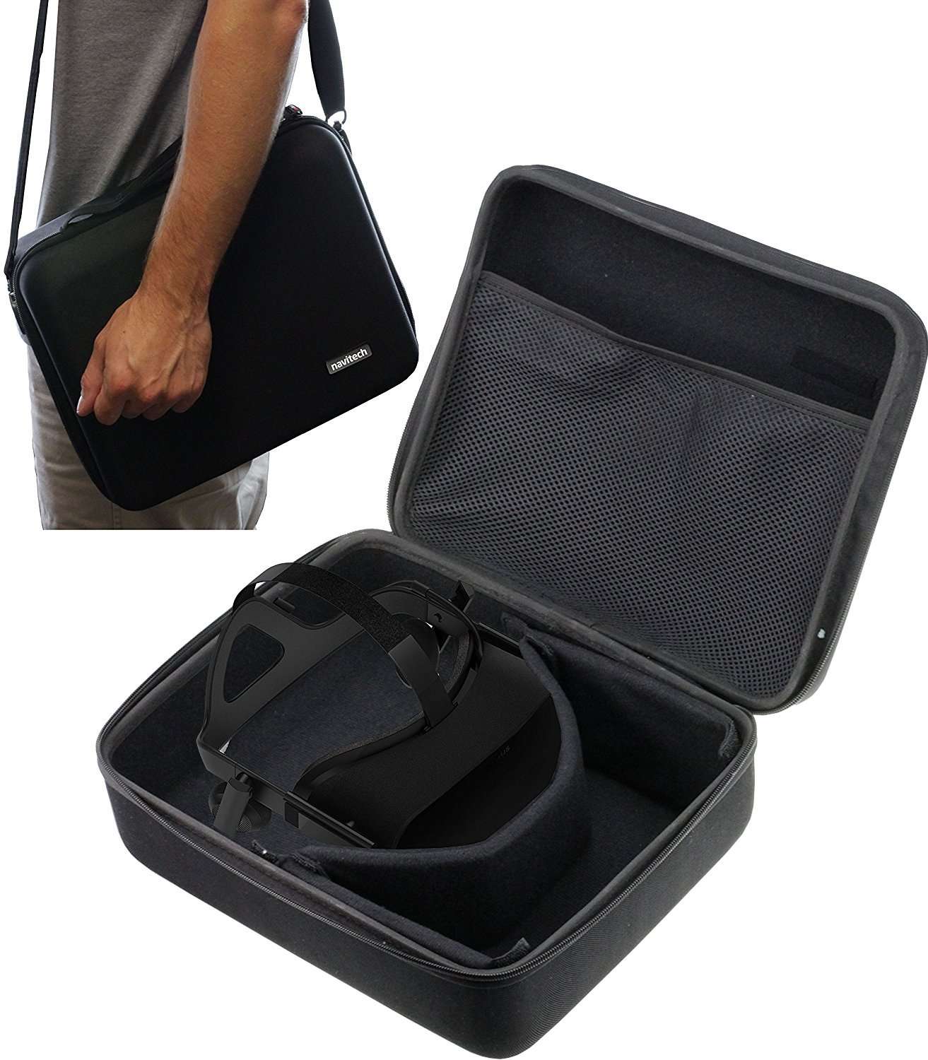 Navitech Black Hard Case With Shoulder Strap For Pimax Crystal VR headset