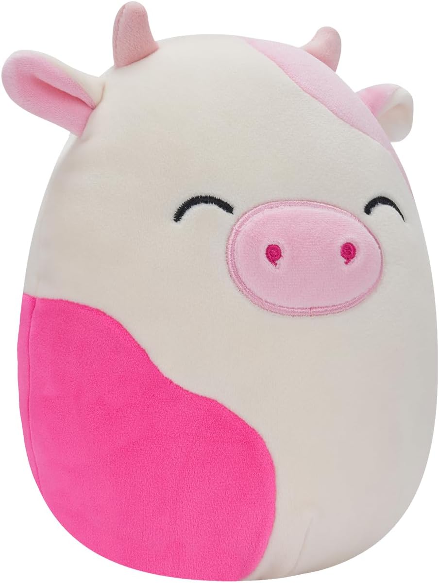 Squishmallows SQCR05470 16-Inch-Caedyn The Pink Spotted Cow with Closed Eyes, Multicolour