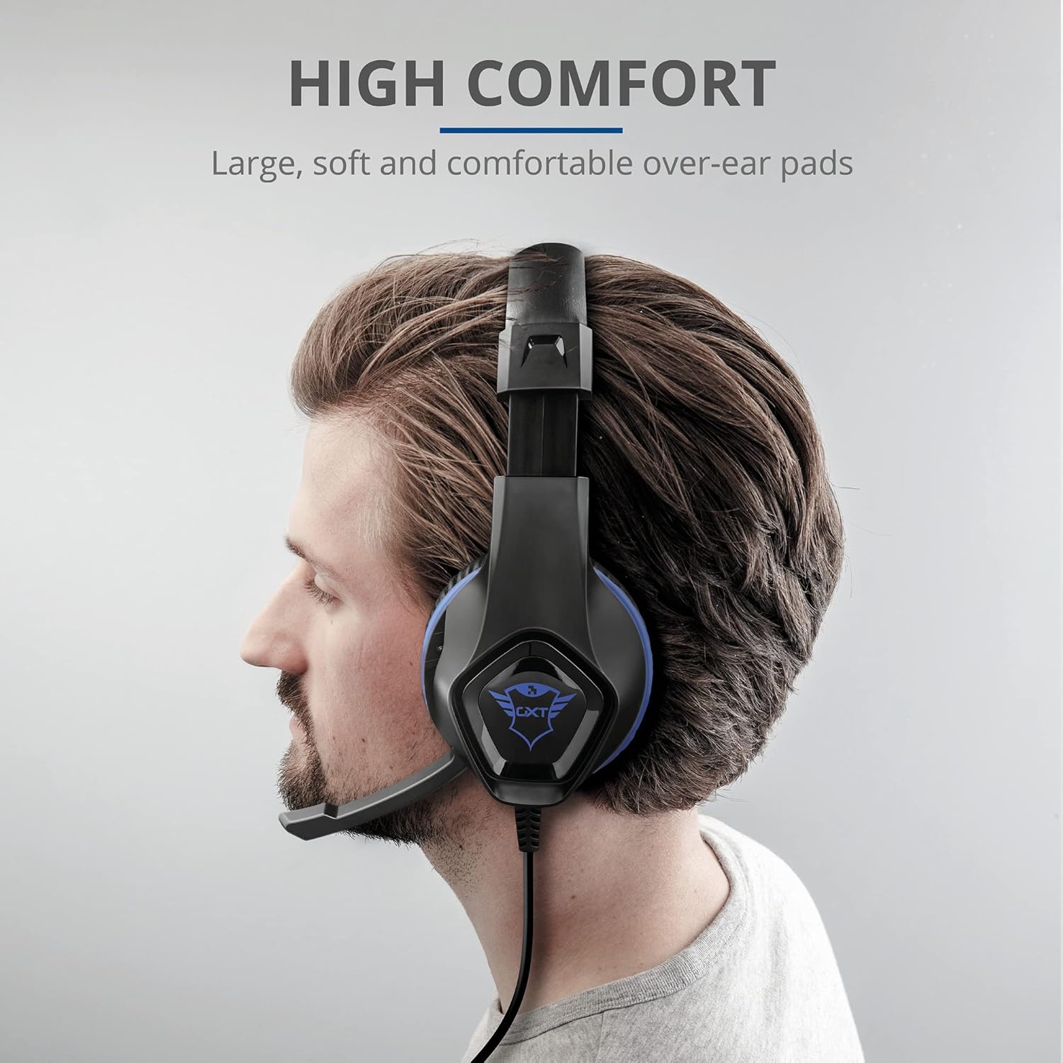 Trust Gaming Headset for Playstation 4 (PS4) and Playstation 5 (PS5) GXT 404B Rana with Microphone, Fold-away Mic and Adjustable Headband, Wired, 1 m Cable - Blue