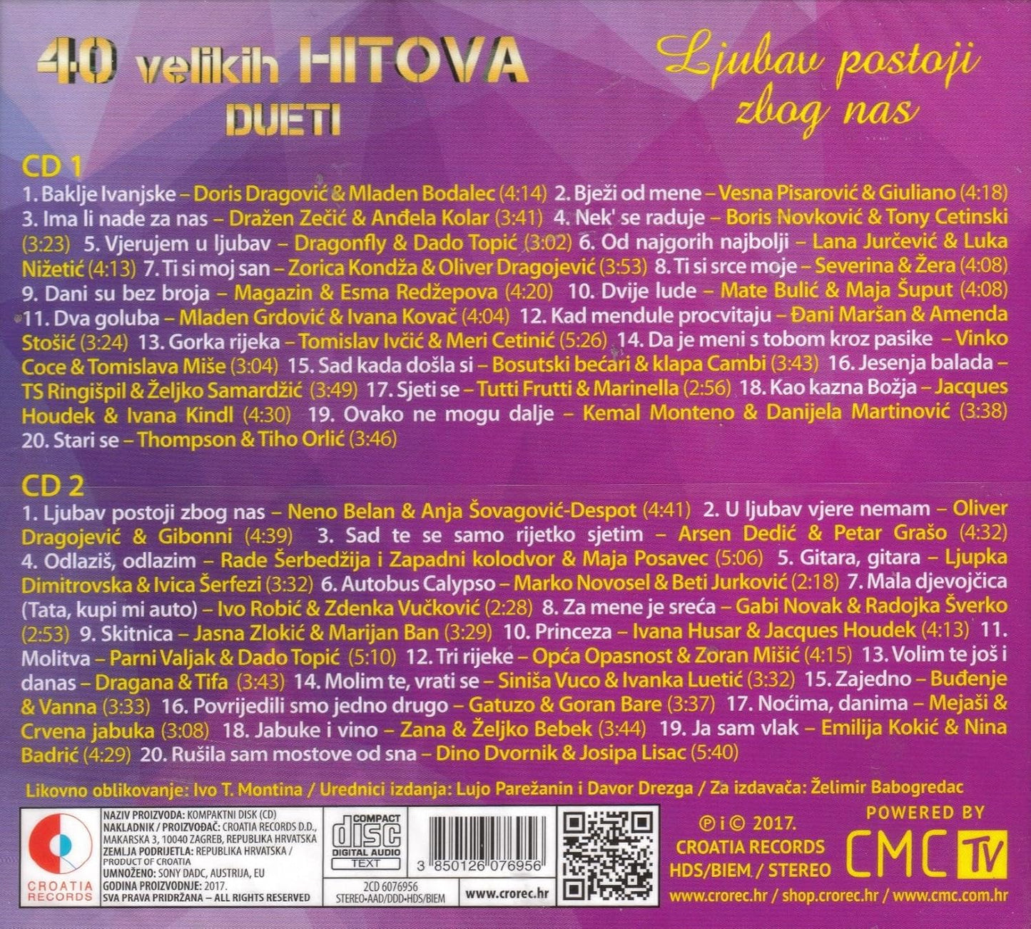 40 Velikih Hitova - Dueti - Ljubav postoji zbog nas