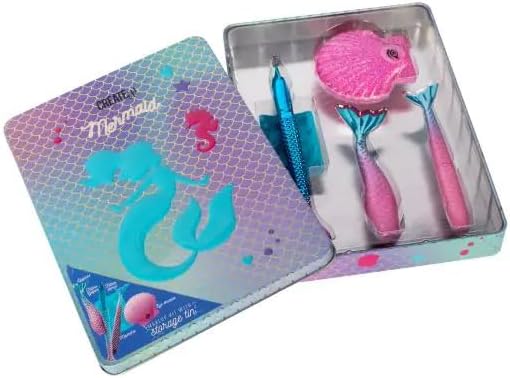 Create It! Meerjungfrau-Make-up-Set für Kinder (Tatoos-Stift + Tattoo-Schablone + Mascara + Lipgloss + Spiegel