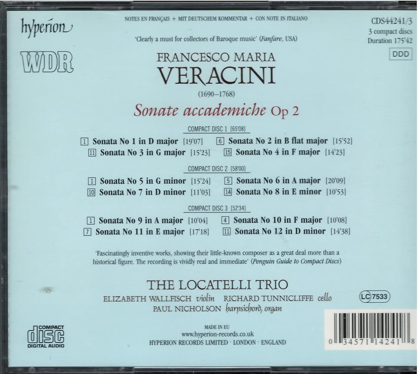 Sonate Accademiche (The Locatelli Trio)
