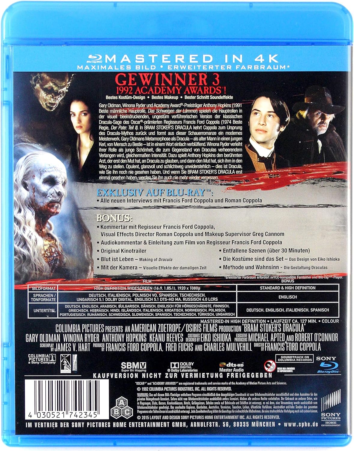 Bram Stoker's Dracula (Deluxe Edition) (FSK 16 Jahre) Blu-ray