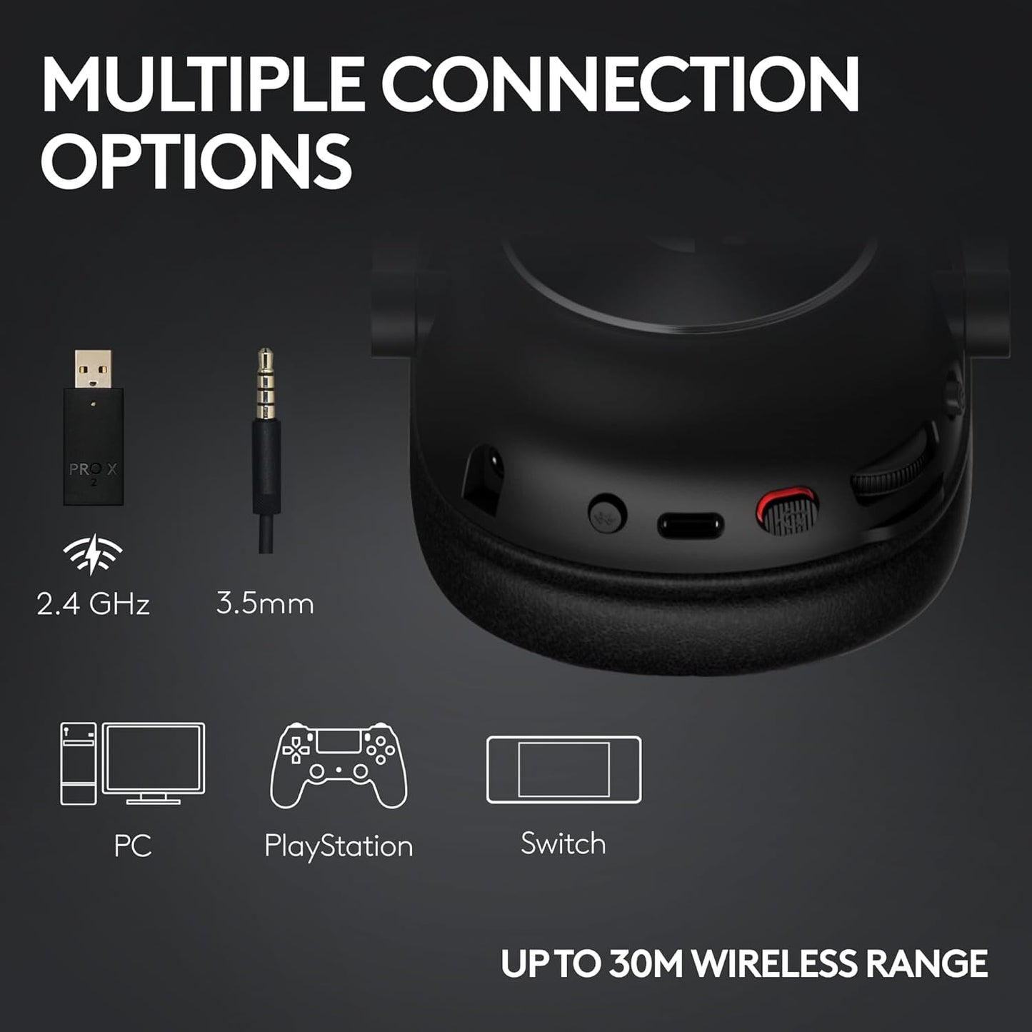 Logitech G PRO X 2 LIGHTSPEED Auriculares Gaming Inalámbricos, Micrófono Brazo Desmontable, Transductores Grafeno 50 mm, DTS:X 2.0-7.1 Surround, Bluetooth/USB/3.5 mm,PC,PS4,PS5,Nintendo Switch, Blanco