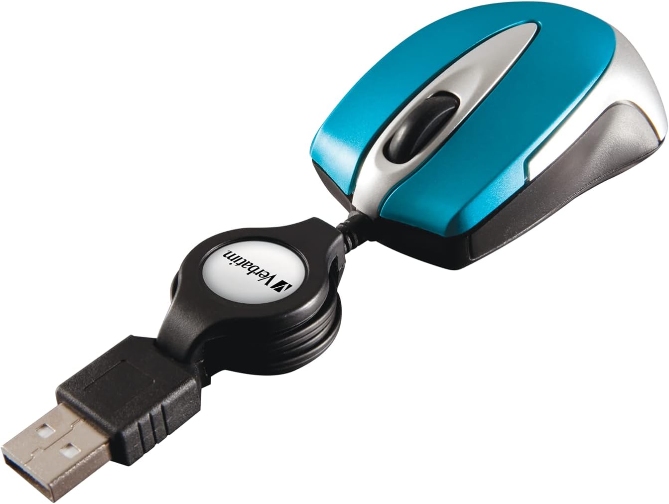 Verbatim Go Mini - USB Optical Travel Mouse with Retractable Cable, caribbean