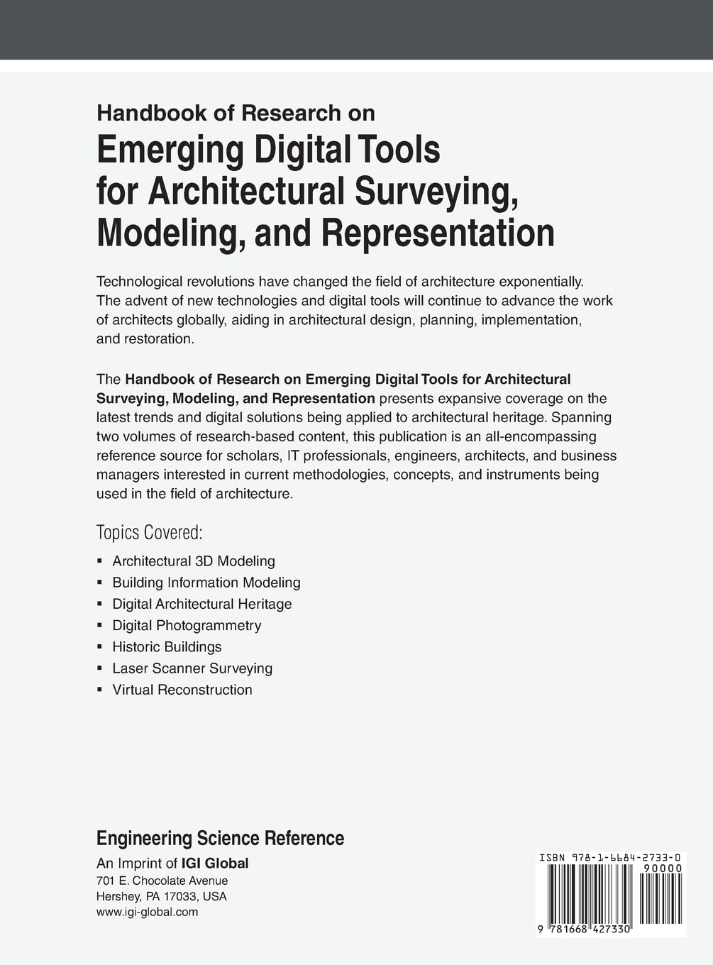 Handbook of Research on Emerging Digital Tools for Architectural Surveying, Modeling, and Representation, VOL 2