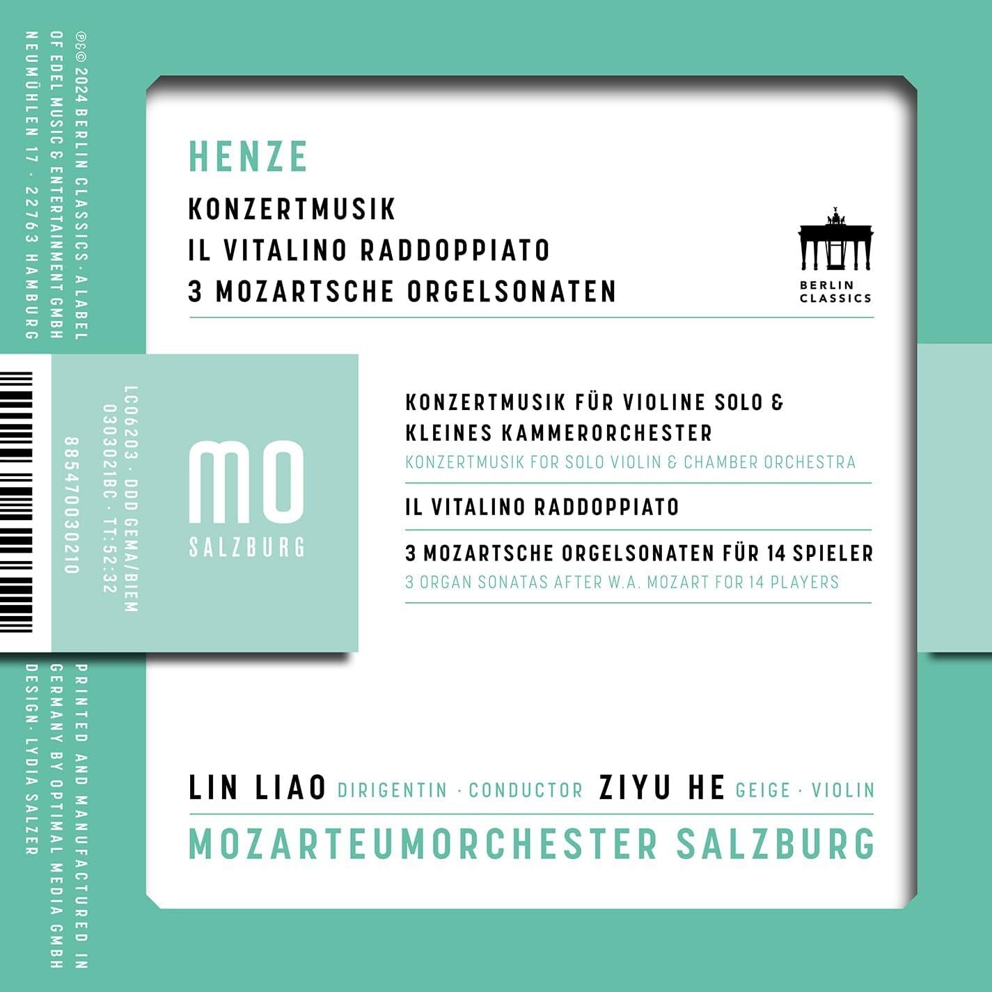 Henze: Konzertmusik/Il Vitalino Raddoppiato/...