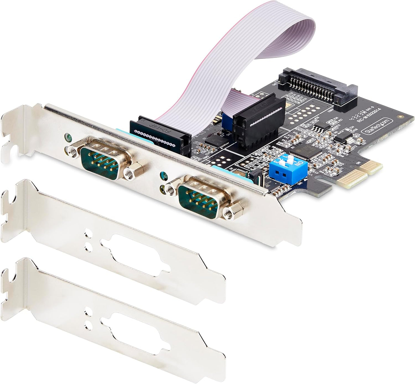 StarTech.com 2-Port Serial PCIe Card, Dual-Port PCI Express to RS232/RS422/RS485 DB9 Serial Card, Standard/Low-Profile Brackets, 16C1050 UART, ESD Protection, Windows/Linux (2S232422485-PC-CARD