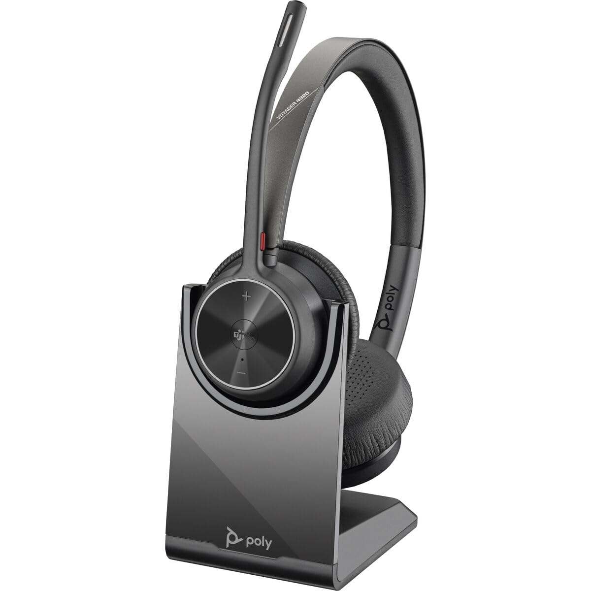 Poly - Voyager 4320 UC Wireless Headset + Charge Stand (Plantronics) - Headphones with Boom Mic - Connect to PC/Mac via USB-A Bluetooth Adapter, Cell Phone via Bluetooth - Works with Teams, Zoom &More