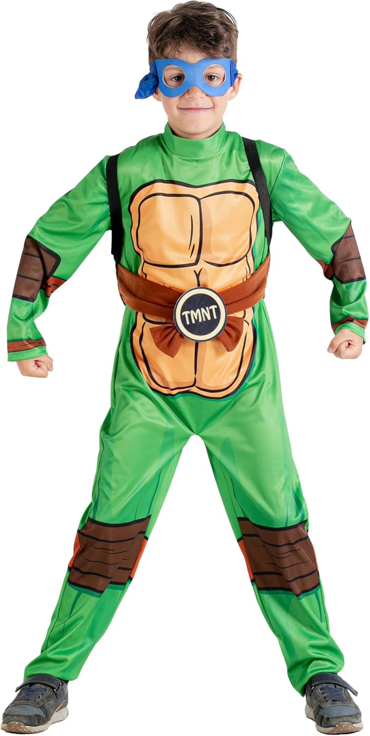Ciao- Ninja Turtle costume disguise fancy dress boy official TMNT Teenage Mutant Ninja Turtles (Size 5-7 years) with padded shell and interchangeable masks
