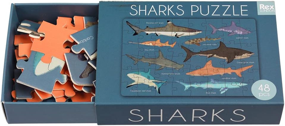 48 Pieces Sharks Mini Matchbox Puzzle