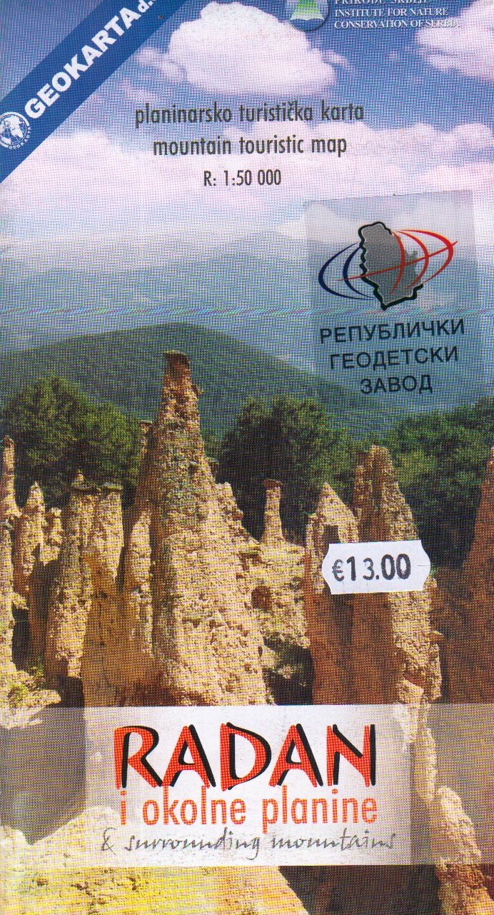 Radan mountain & surrounding area - tourist map 1:50,000 southern Serbia