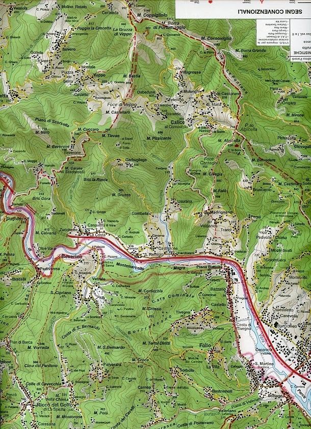 Carta N. 23 Cinque Terre E Golfo Del Tigullio 1:50.000. Carta Dei Sentieri E Dei Rifugi