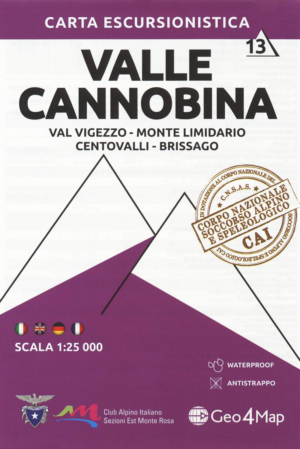 Carta escursionistica Valle Cannobina. Scala 1:25.000. Ediz. italiana, inglese, tedesca e francese (Vol. 13