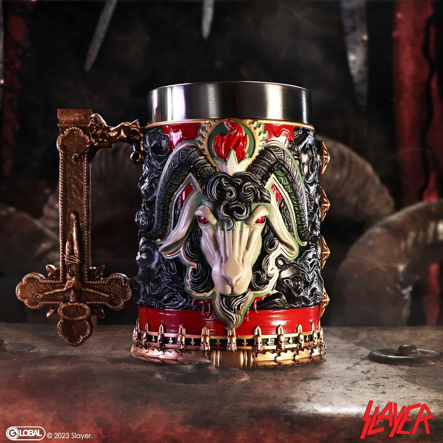 Nemesis Now Slayer Reign in Blood Tankard, Resin, Black/Red, Officially Licensed Slayer Band Merch, Removable Stainless Steel Insert, Cast in The Finest Resin, Expertly Hand-Painted