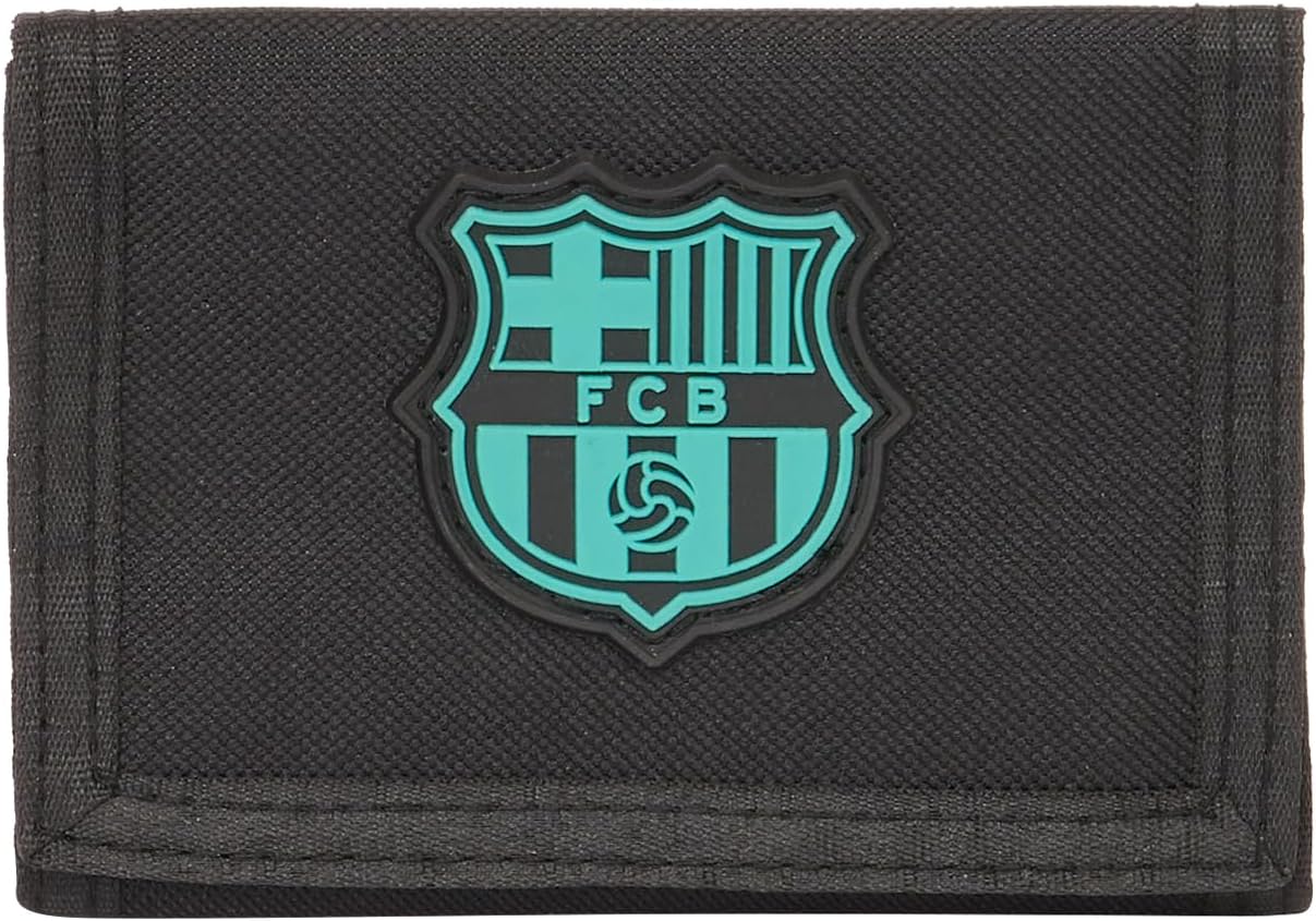 Safta F.C. Barcelona 3rd Team – Wallet with Headboard, Wallet Wallet, Purse, Comfortable and Versatile, Quality and Resistance, 12.5 x 9.5 cm, Black, Black/White, Estándar, Casual