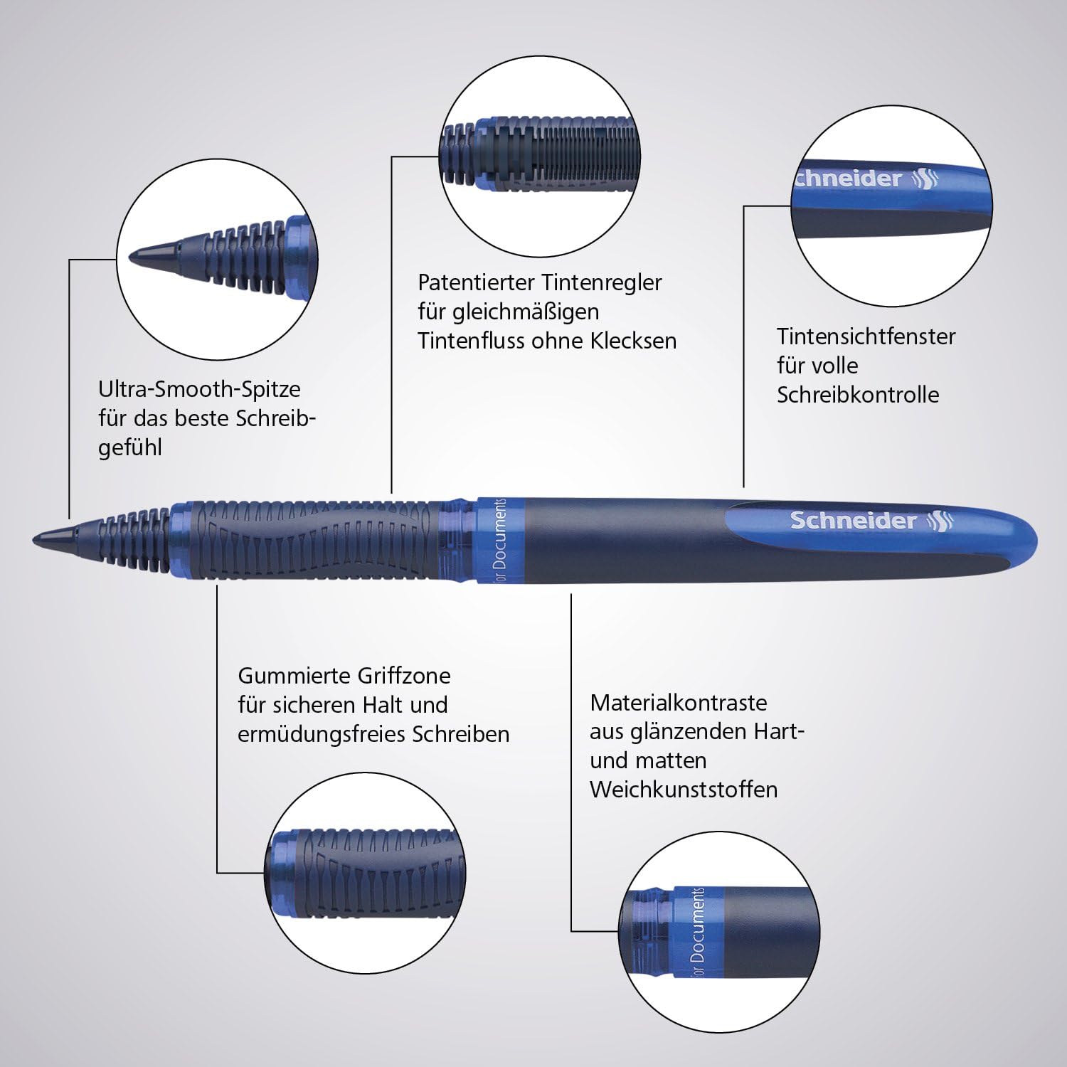 Schneider One Business Non-Retractable Ballpoint Pens with Liquid Ink, Pack of 10 Blue