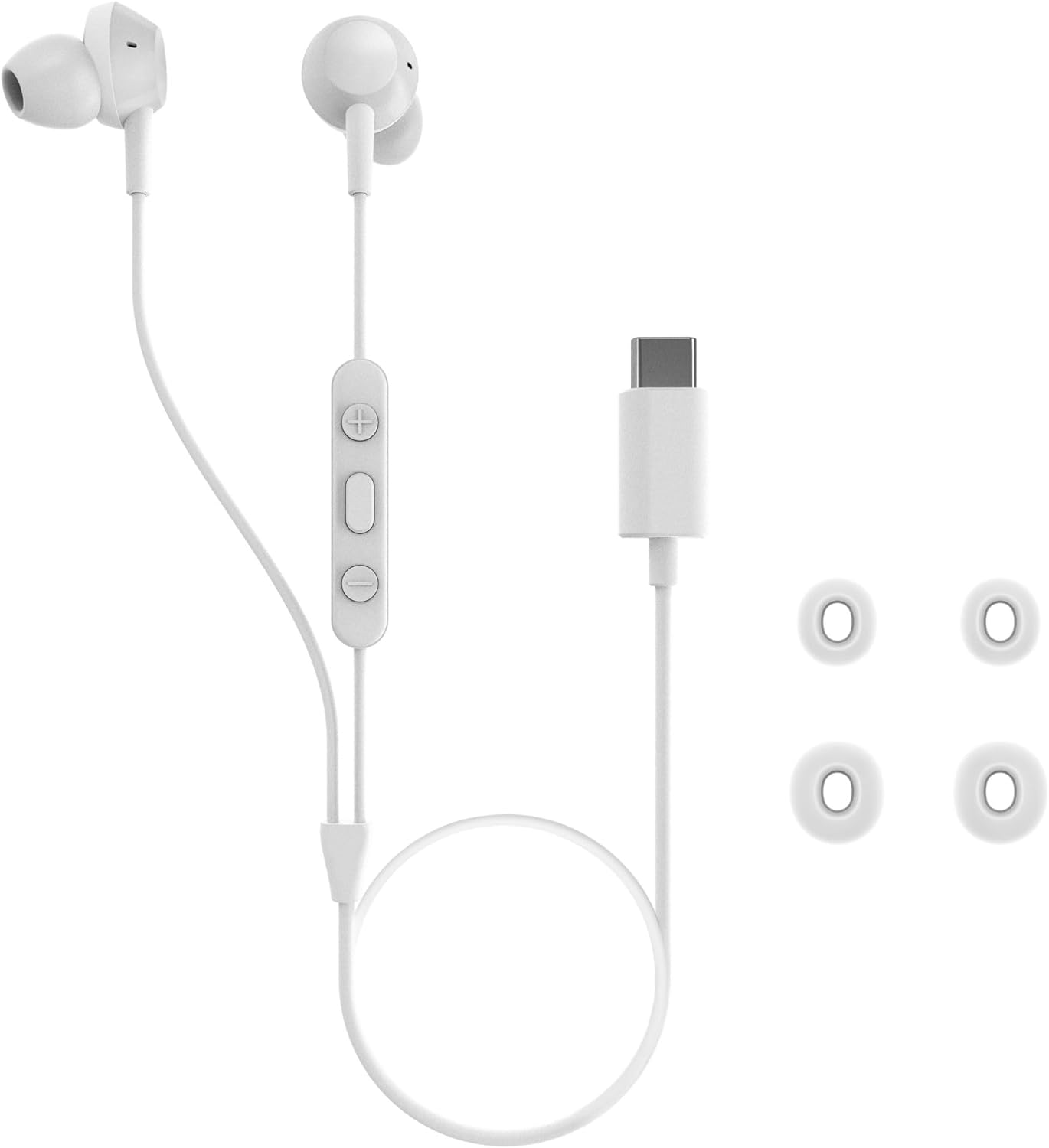 PHILIPS TAE5008WT/00 In-Ear Headphones With Mic | USB-C Connector | 1.2 m Cable | 3 Button In-Line Remote | 3 Eartip Sizes | Comfortable Fit | Clear Sound & Punchy Bass | White
