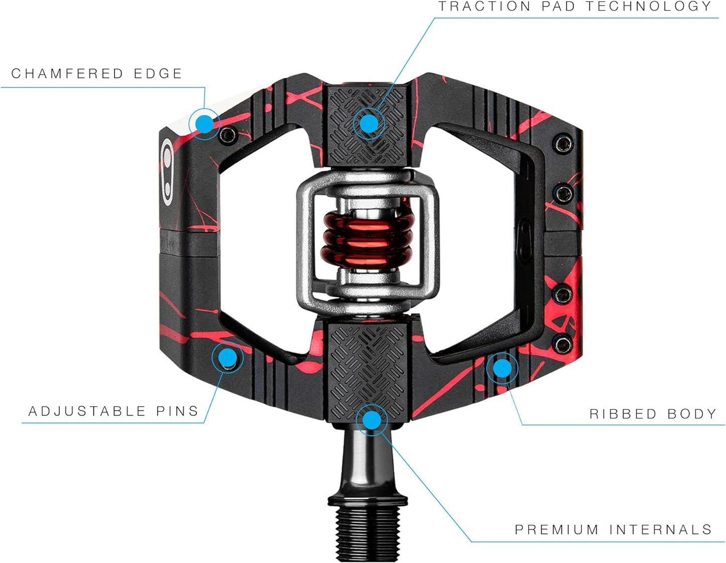 Crankbrothers Mallet E Mountain Bike Pedals - Splatter Collection - MTB Enduro Optimized Platform - Clip-in System Pair of Bicycle Mountain Bike Pedals (Cleats Included