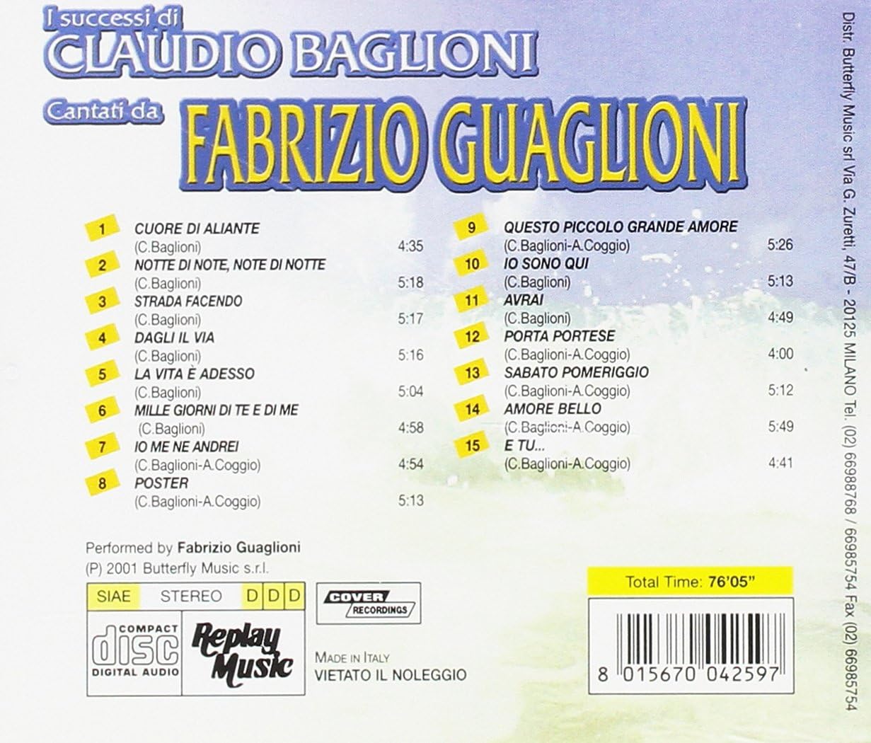 I Successi Di Claudio Baglioni