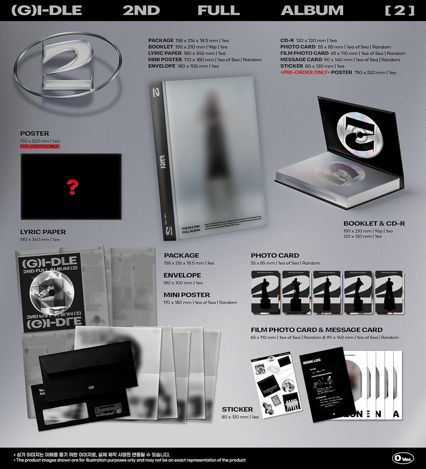 2 - Random Cover - incl. 96pg Booklet, Lyric Paper, Mini-Poster, Envelope, Photocard, Film Photocard, Message Card + Sticker