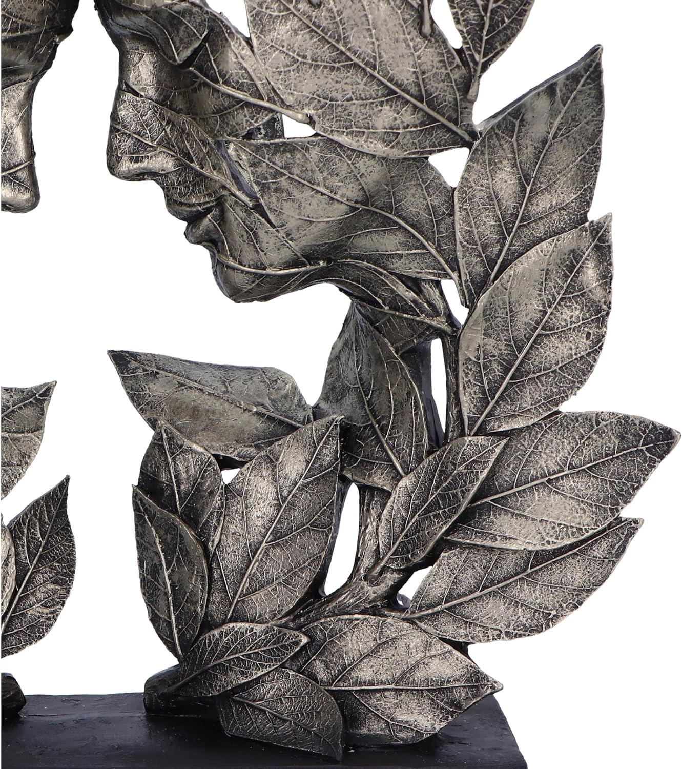 Nemesis Now Natural Emotion - Love 31cm, Resin, Silver, Touching Heads Leaves Sculpture, Wedding or Valentine's Day Gift, Ideal For Nature & Art Lovers, Cast in the Finest Resin, Expertly Hand-Painted