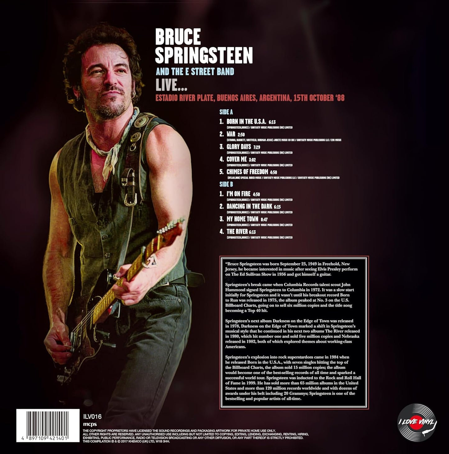 Bruce Springsteen And The E Street Band Estadio River Plate, Buenos Aires, Argentina, 15Th October ‘88 12” Record