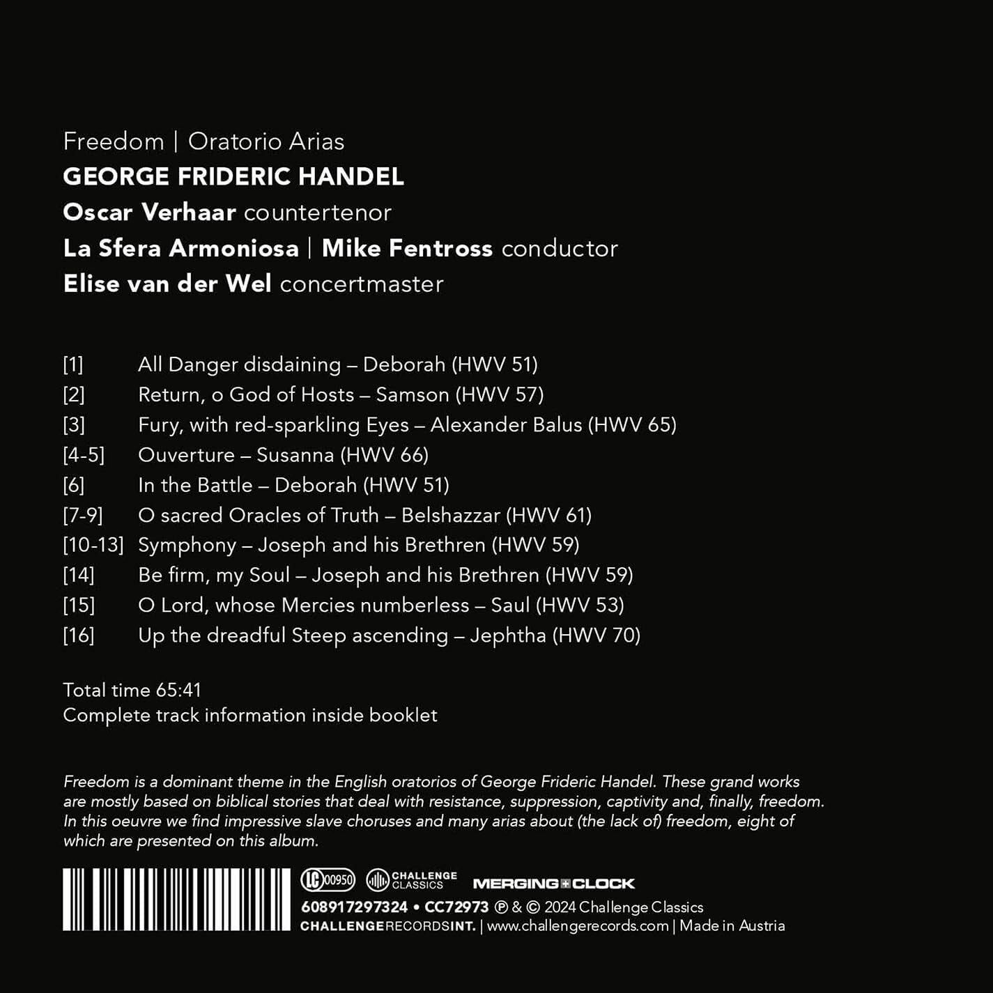 George Frideric Handel: Freedom: Oratorio Arias