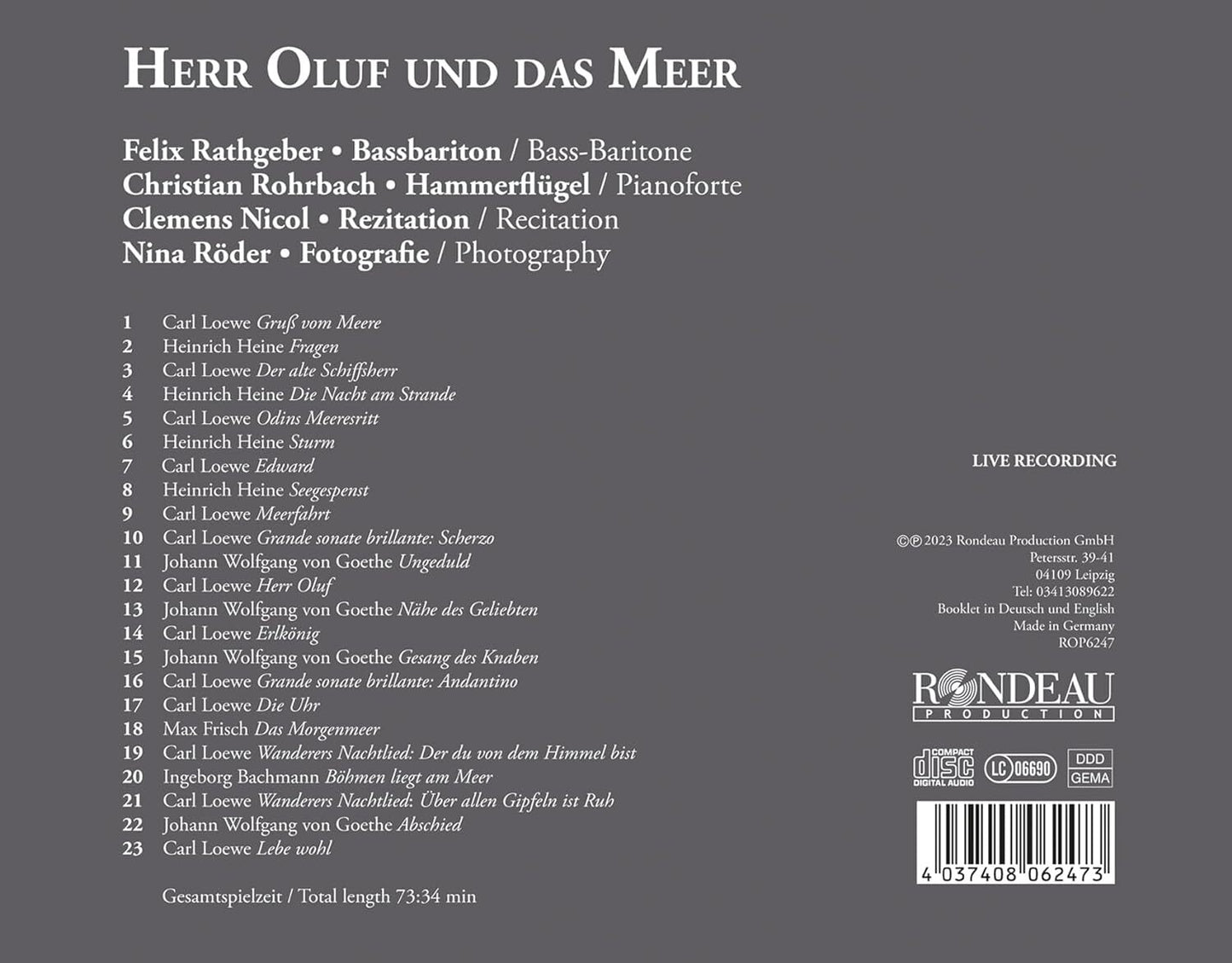Carl Loewe: Herr Oluf Und Das Meer