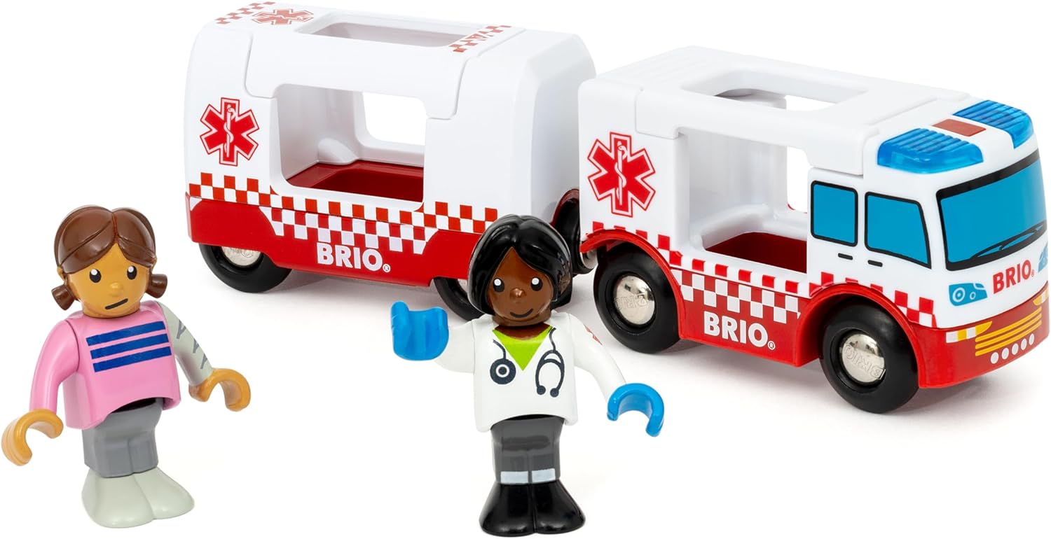 BRIO World Rescue Ambulance Toy for Toddlers and Kids Age 3 Years Up - Wooden Railway Set Accessories & Add Ons