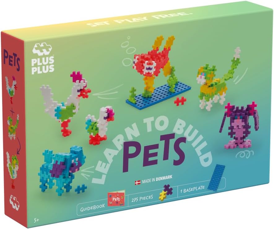 PLUS PLUS - 275 Ladrillos de construcción Multicolor - El Mundo de los Animales - Juego de construcción para niños a Partir de 3 años - Juego Educativo para niñas y niños - PP3962