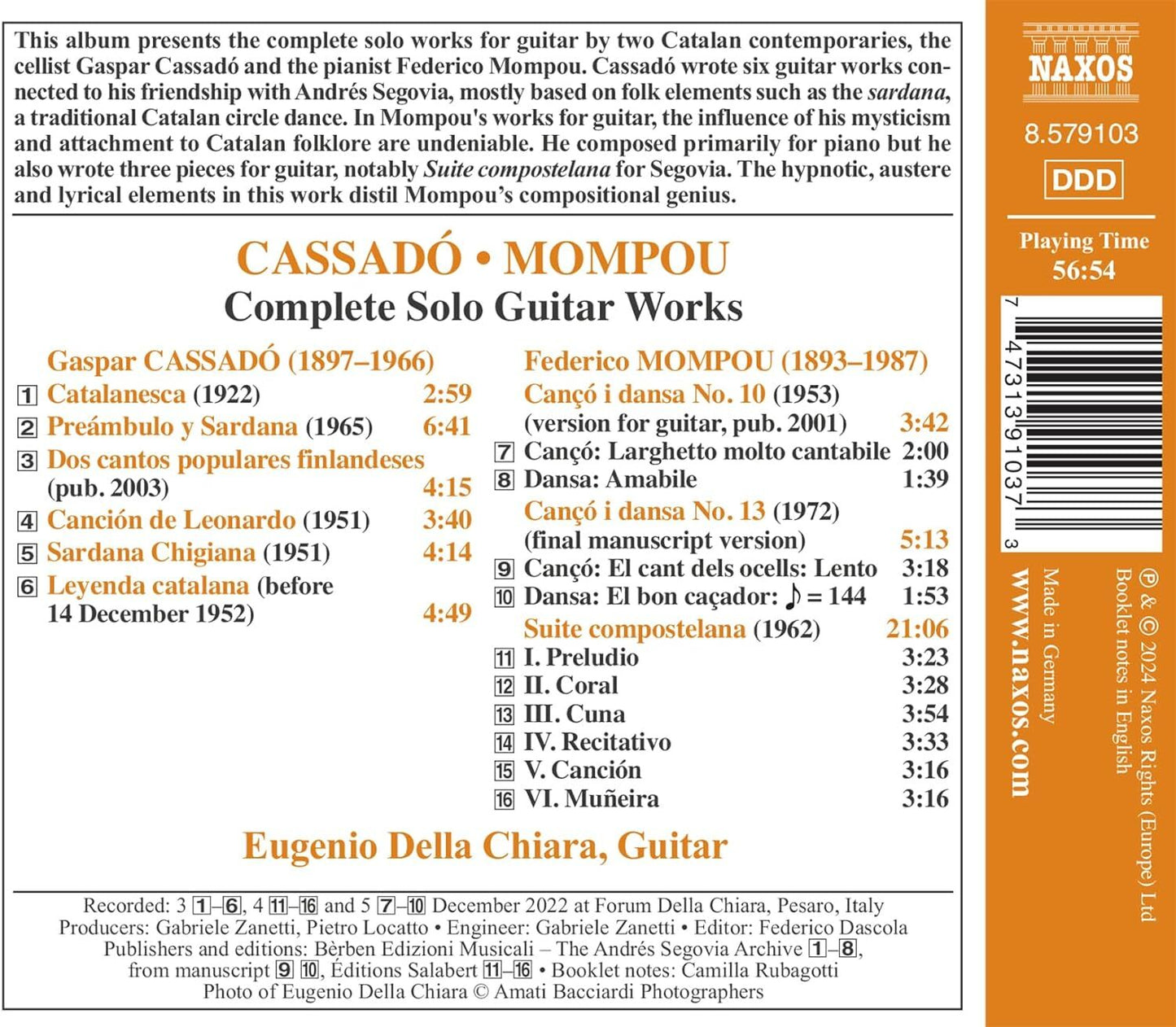Cassadó/Mompou: Complete Solo Guitar Works