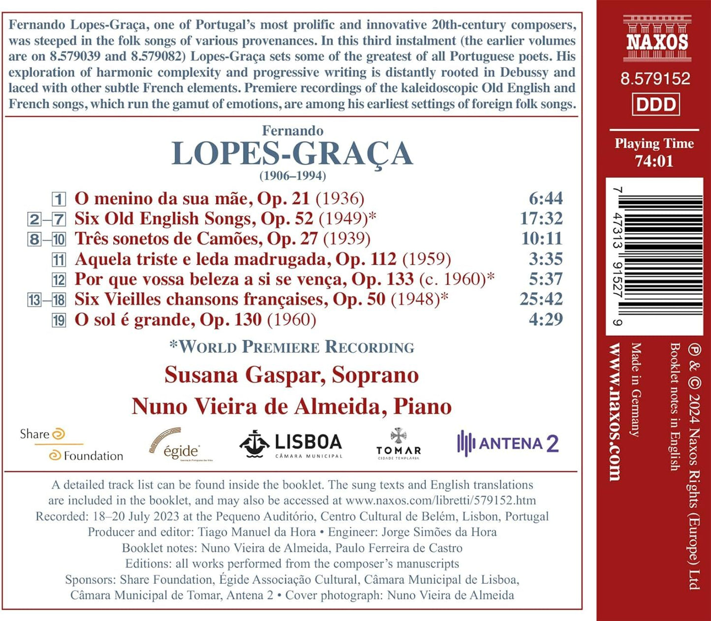 Fernando Lopes-Graca: Songs and Folk Songs - Volume 3