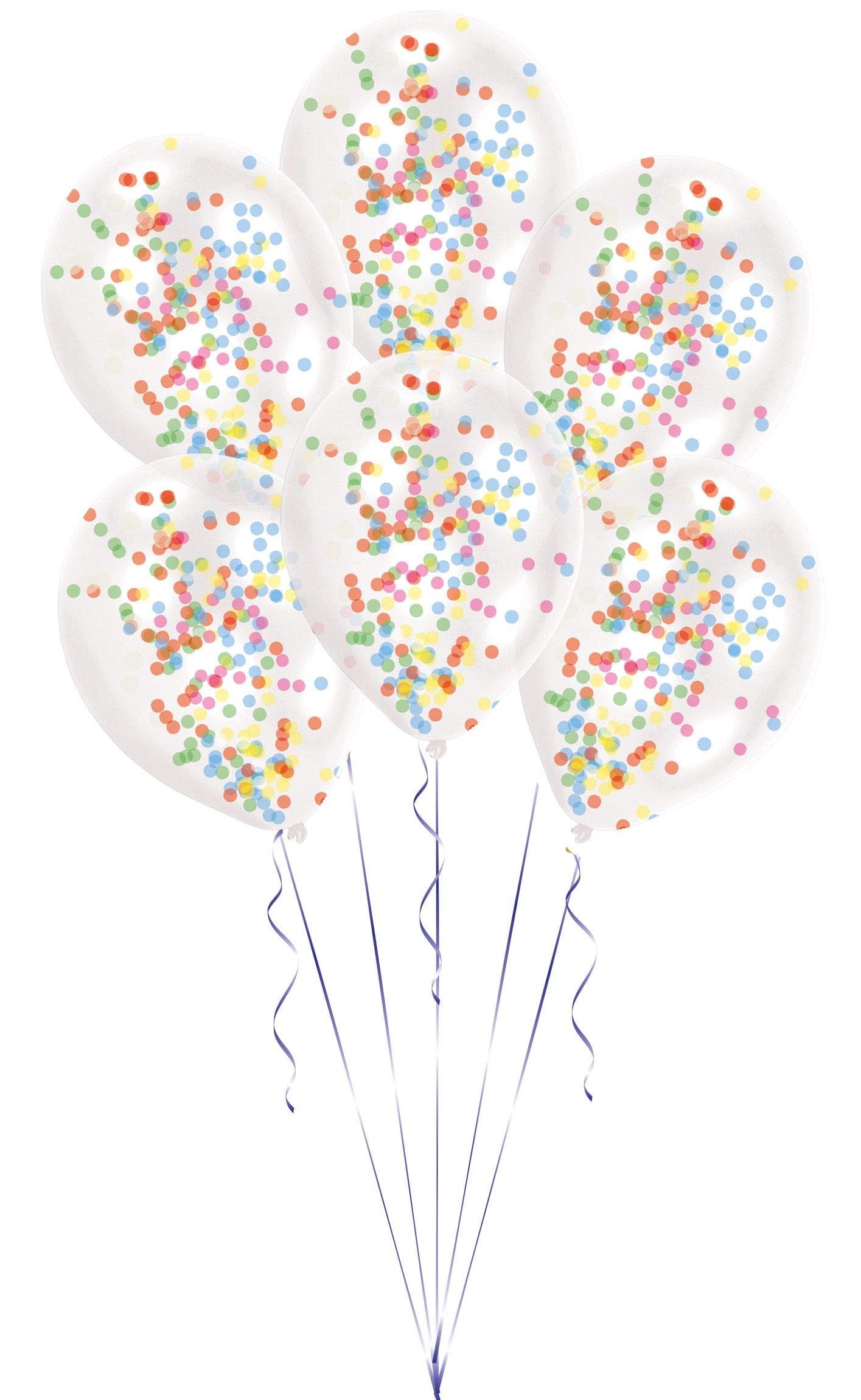amscan 9903277 Latex Balloons with Confetti Filling Transparent/Multi-Coloured