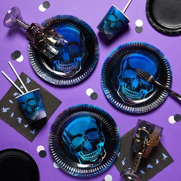 Amscan 9907441 Iridescent Décor Skull Gothic Fantasy Halloween Ornament Figurine Metallic Look