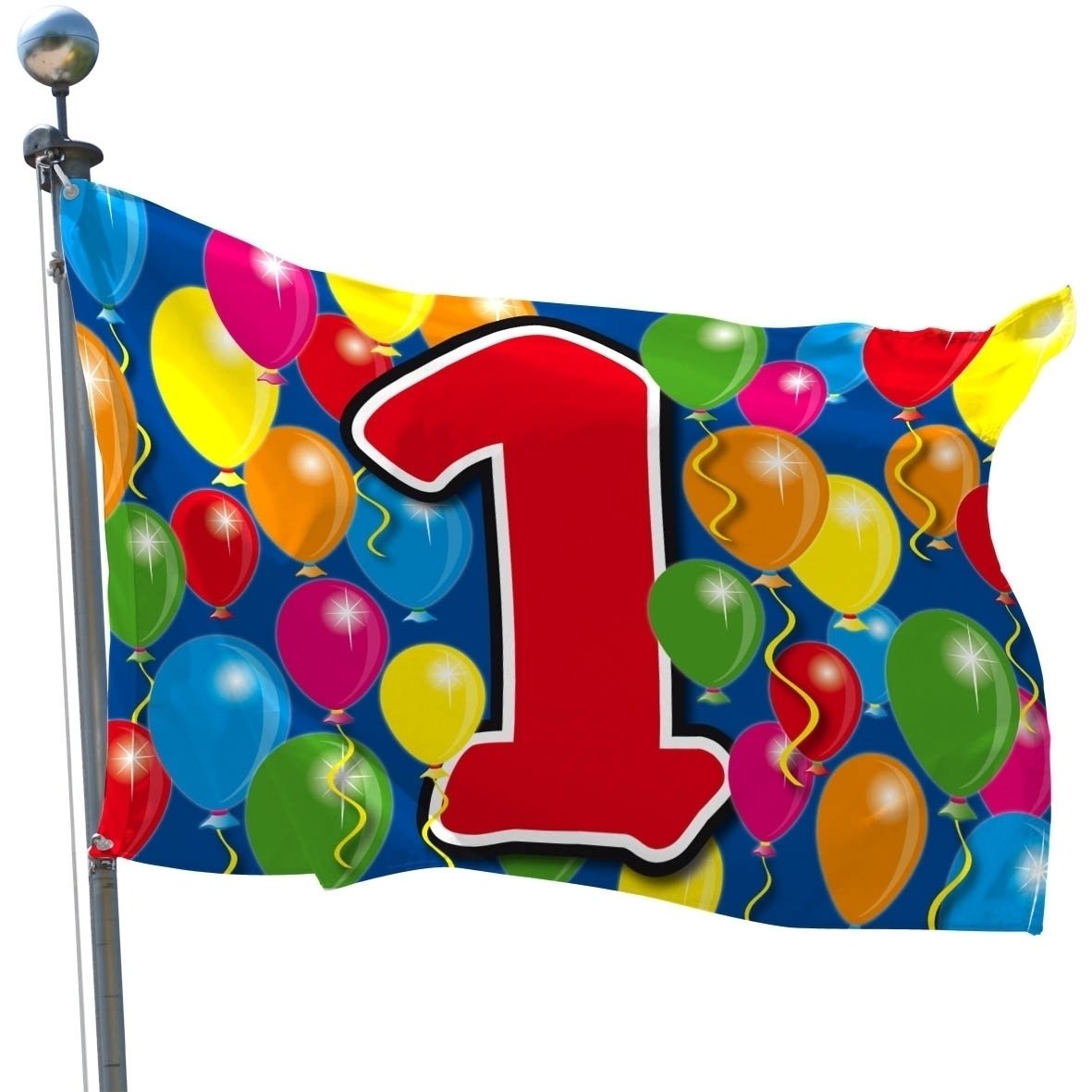 Folat 04570 1st Birthday Flag Balloons-60x90 cm, Multi-Colored