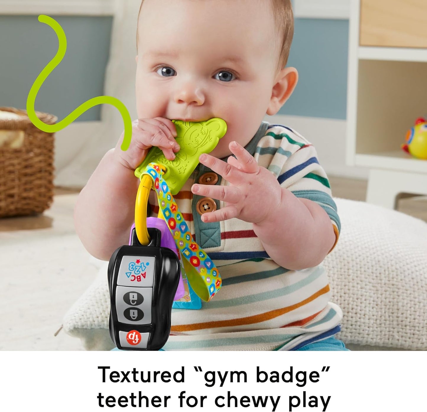 Fisher-Price Jouet Musical Rires Et Éveil Mes Premières Clés D’Activité Avec Jouet Dentition Et Miroir, 4 Activités, 20 Chansons Et Plus, Jouet Bébé, Dès 6 Mois, Anglais UK+Française+Allemande, HXF50