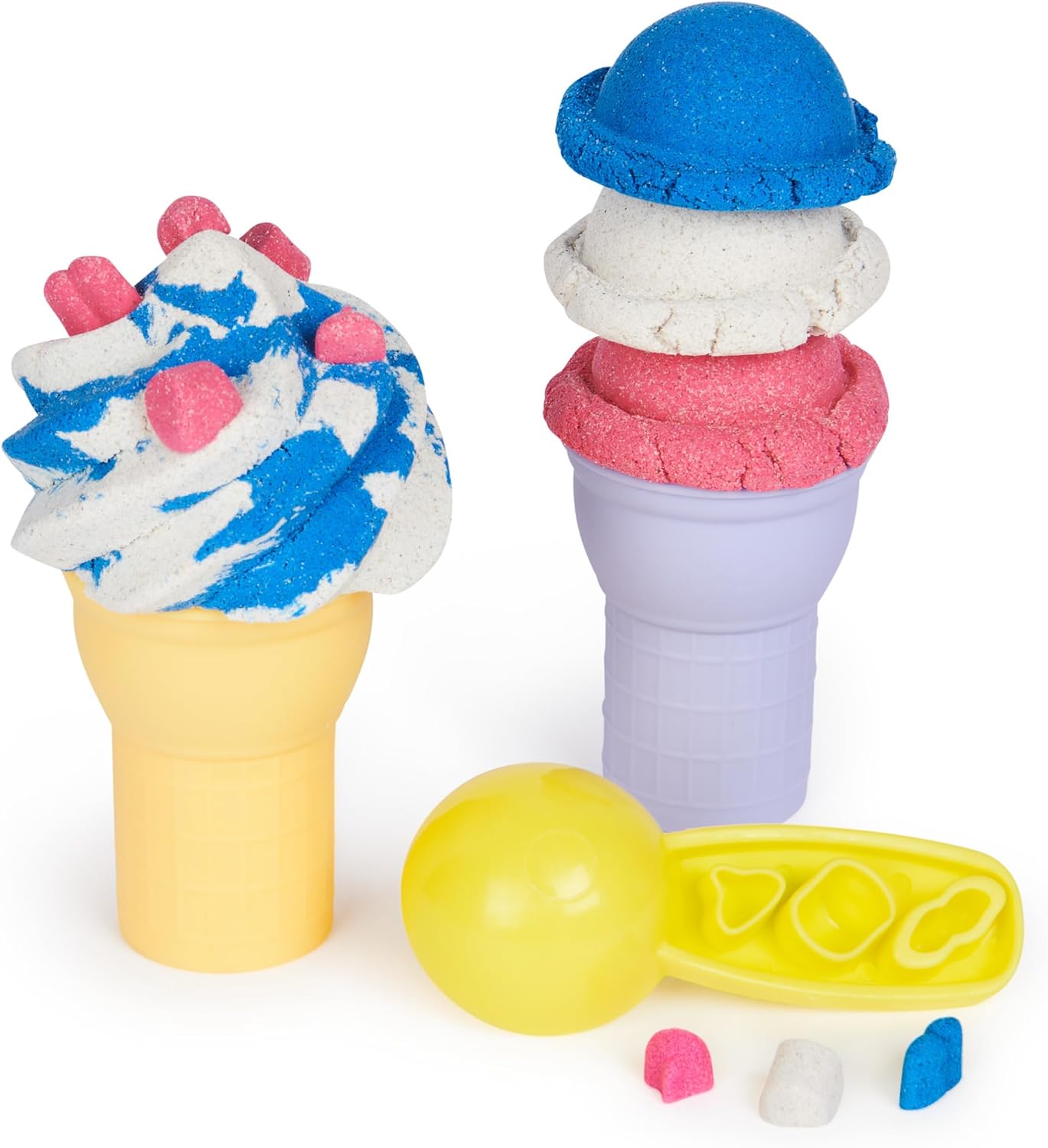 Kinetic Sand - ARENA MÁGICA - JUEGO DE HELADOS - 400 g de Arena Moldeable, 2 Conos de Helado y 2 Herramientas - Kit Manualidades Niños - 6068385 - Juguetes Niños 5 Años +