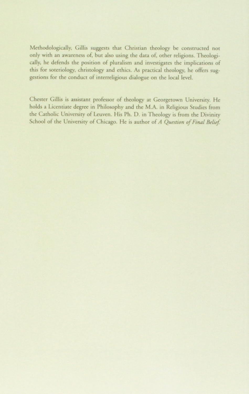 Pluralism: a New Paradigm for Theology