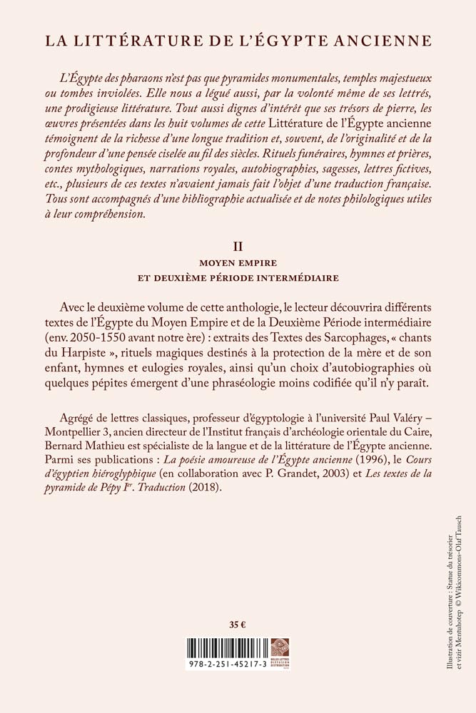 La Litterature de l'Egypte Ancienne. Volume II