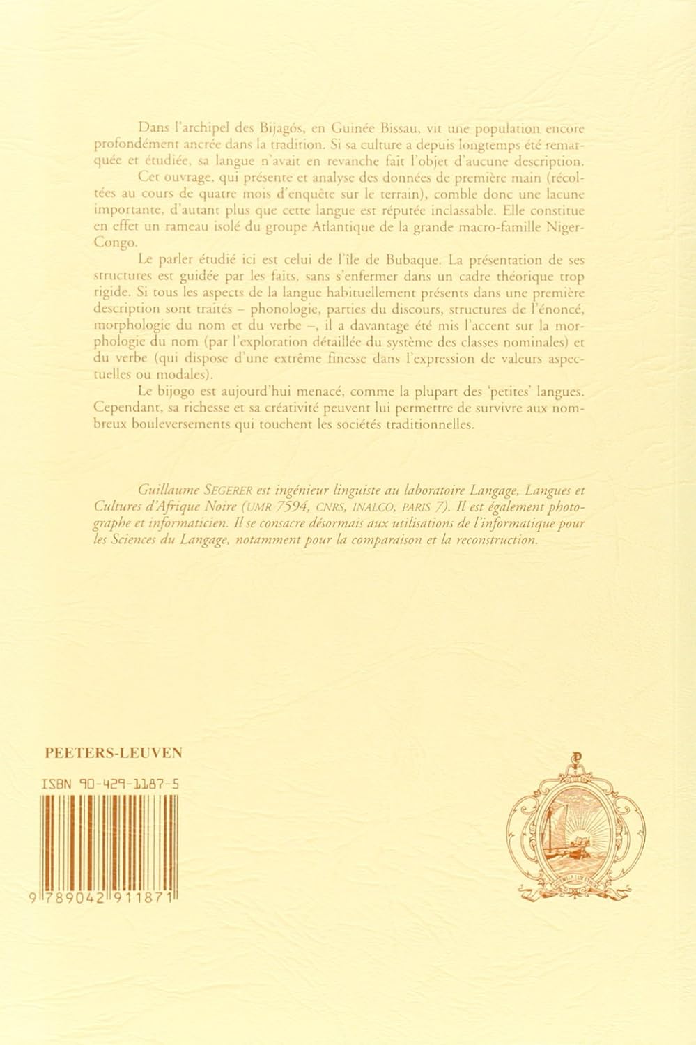 La Langue Bijogo De Bubaque (Guinee Bissau)