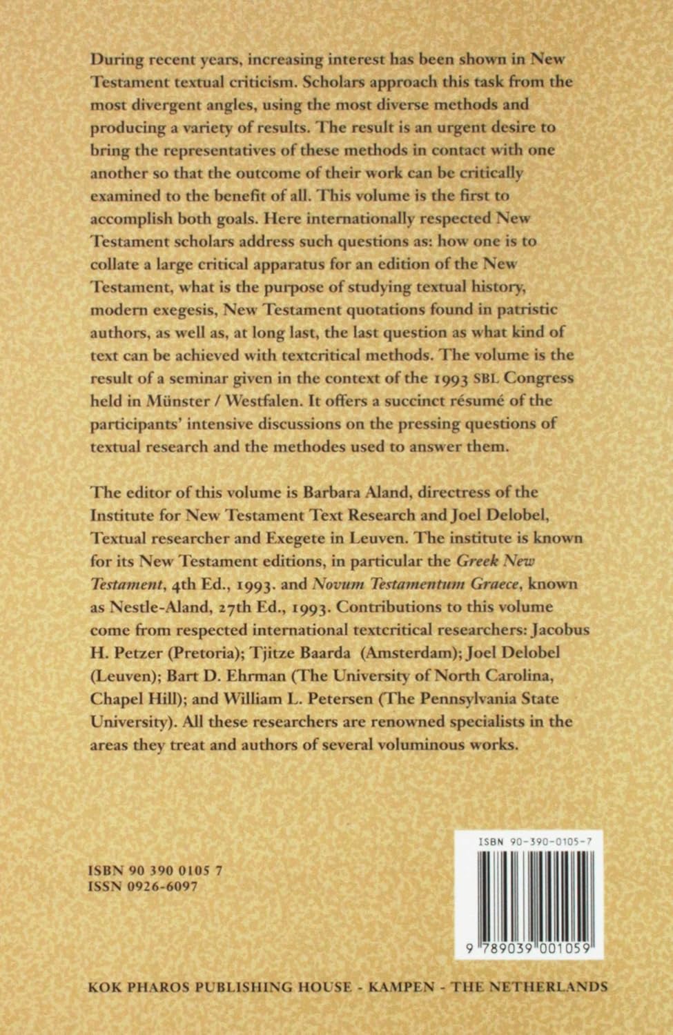 New Testament Textual Criticism, Exegesis and Church History