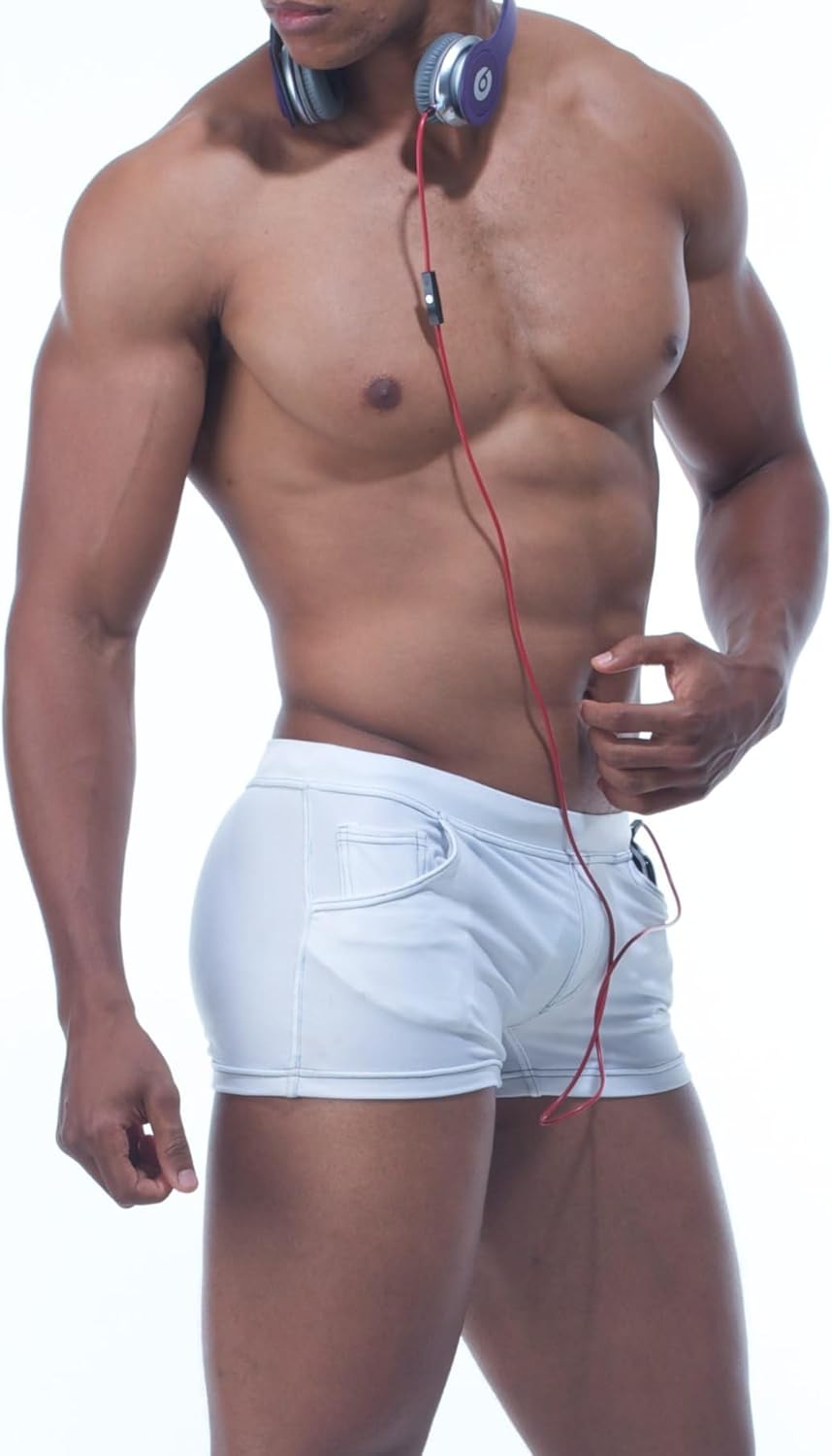 SQUEEZE.DOGHerren Badeshort Weiß Weiß